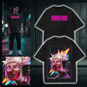 Glitch Project Marathon Shooter Video Game Double-side Graphic T-Shirt Hoodies Washed Cyberpunk Tank Top Unisex Cotton Top Sweatshirt Menswear Crewneck Tee