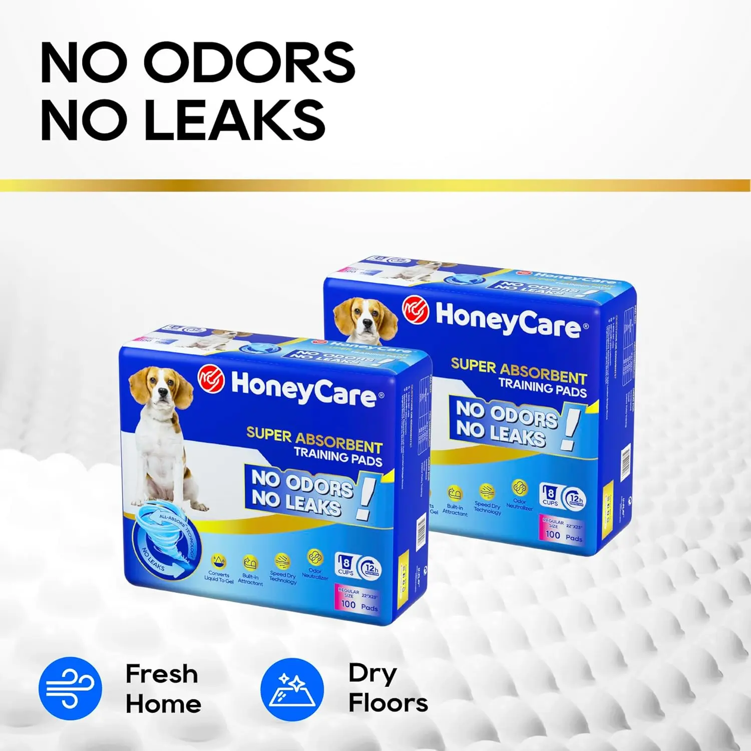 HoneyCare All-Absorb Puppy Training Pads (Made in the USA) - 5-Layer Leak-Proof Quick-Dry Odor-Eliminating Potty Pads, Heavy-Duty, Leak Prevention, Liquid Absorbing, Strong Absorbent, 1 Pack for Pet Lovers, Heavy-Duty Absorbent Pads, Leak Prevention Pads