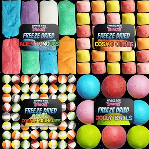 The 4 Pack - Freeze Dried Candy Sample Pack with Freeze Dried Alien Tongues, Sour Cosmic Crunchies, Cosmo Cubes and Space Balls