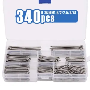 340 PCS 6 Sizes Stainless Steel Cotter Pin Clip Key Fastner Fitting Assortment Kit for Automotive, Mechanics, Car Garage