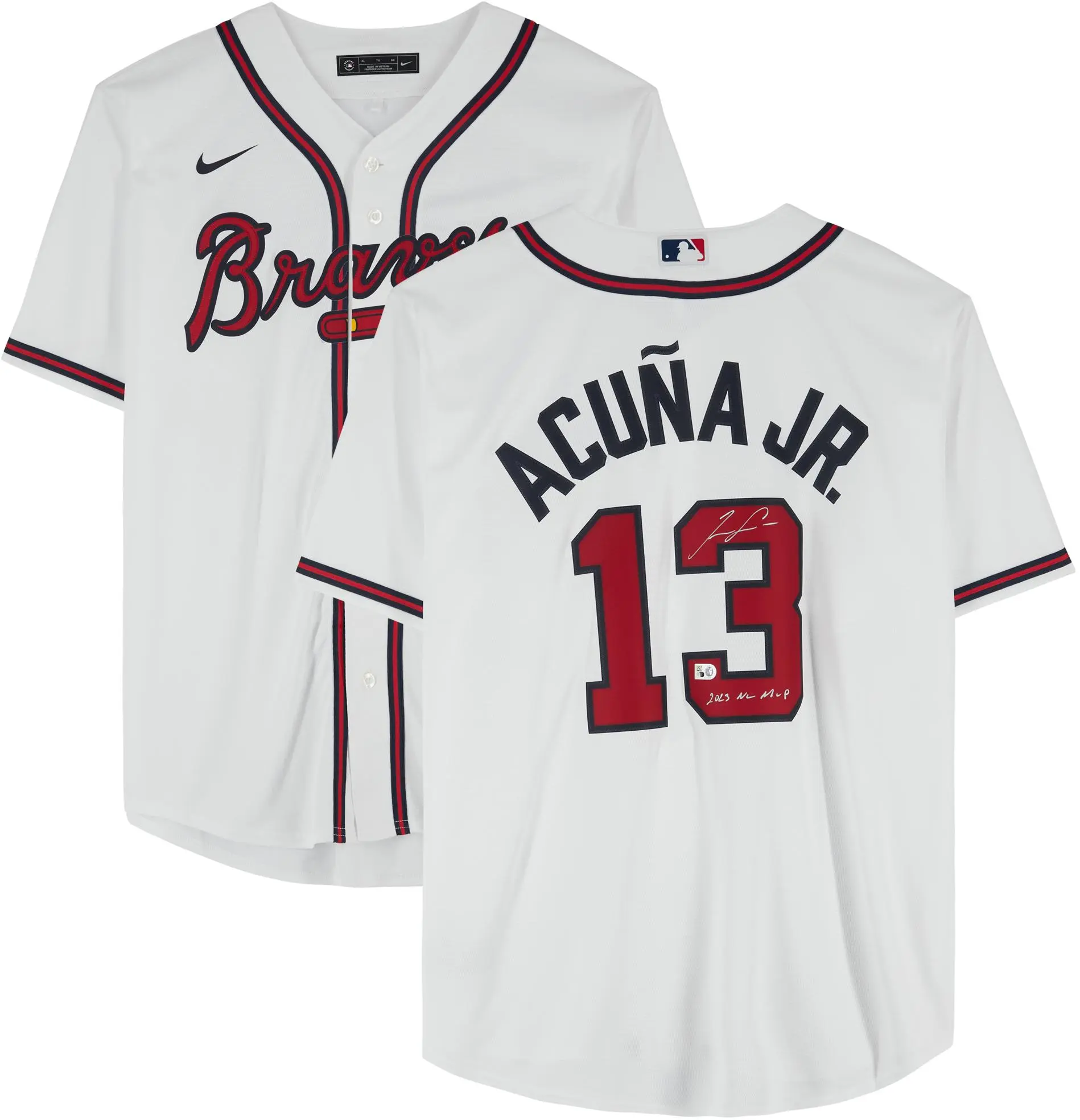 Ronald Acua Jr. Atlanta Braves Autographed White Nike Replica Jersey with "2023 NL MVP" Inscription - Fanatics Authentic Certified