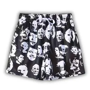 MESH GRAPHIC SHORTS with Unique Black and White Pattern Design