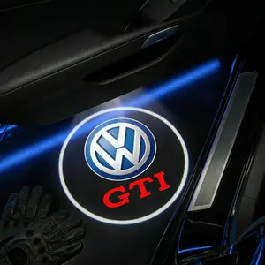 2 Pcs Volkswagen Gti Fiber Welcome Light Set, Car Door Projection Lamp, Laser Decorative Floor Lamp, Car LED Light (batteries Not Included)