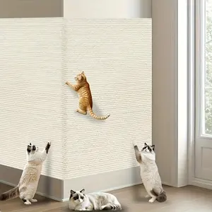 Self-Adhesive Cat Scratching Pad, Durable Sisal-Polyester Blend Furniture Protector, Non-Destructive Removable Wall-Mounted, Indoor Cats