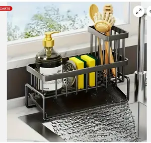 Stainless Steel Kitchen Sink Sponge Organizer Rack with Chopsticks Towel Holder