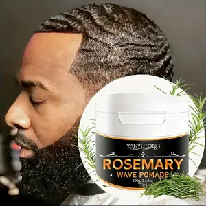 100g Rosemary Wave Curl Styling Cream, Men's Strong Hold Wave Styling Oil, 360° Long-Lasting Hold Wave Oil, Textured Waves, Easy to Rinse, Moisturizing Formula, Oil-Controlling, Smooth & Shiny, Curly Hair Products, Haircare