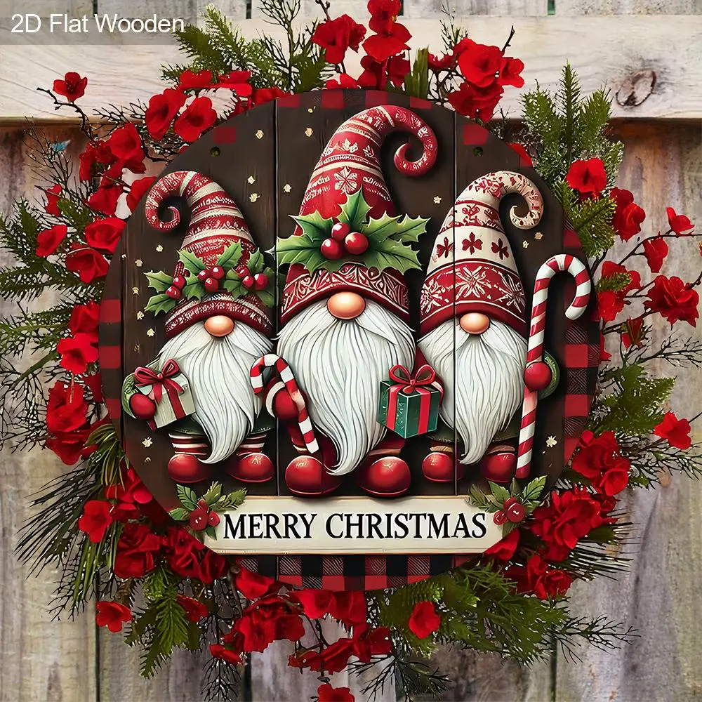 Christmas Dwarf Pattern Wooden Hanging Sign, 1 Count Merry Christmas Wooden Door Sign, Hanging Decor for Yard Balcony Door, Ideal Christmas Decoration