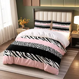 Zebra Leopard Print Bedding Set, Ultra Soft Breathable Duvet Cover, High Definition Digital Print, 100% Polyester, Includes Pillowcases, Bedroom Bedding Set