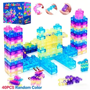 40pcs Colorful Candy Soft Gel Blocks Stress Relief Fidgeting Toy, Safe Unisex Gift for Kids Aged 6+, Perfect Holiday Present