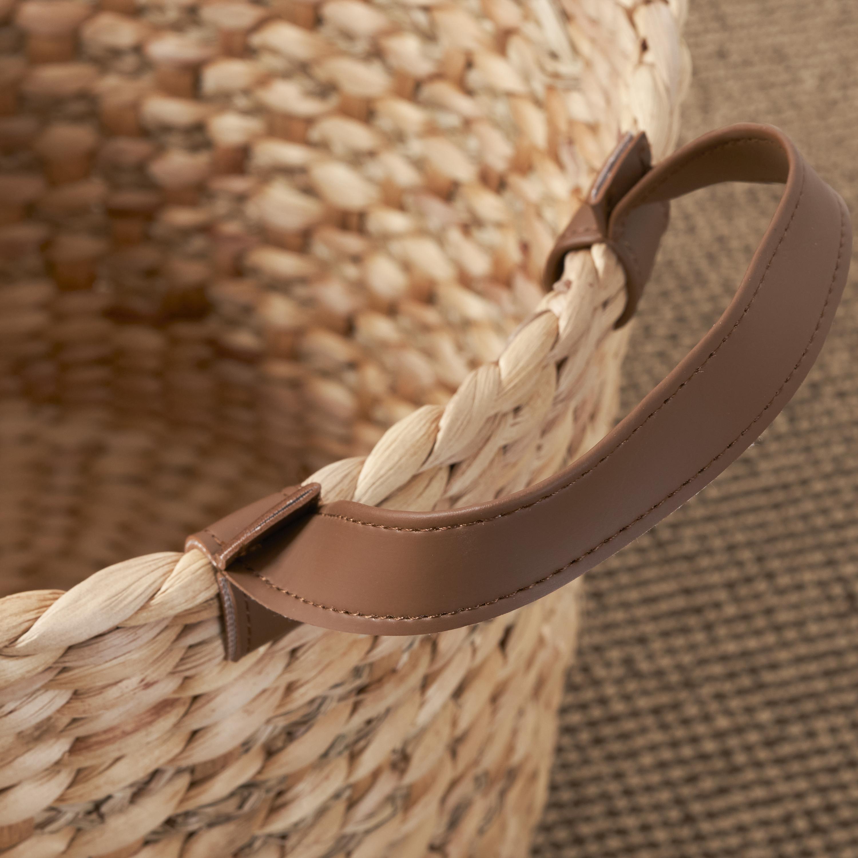 Woven Storage Basket – 15.7" Large Water Hyacinth Basket for Blankets, Natural Eco Friendly Tote for Toys Laundry, Breathable Wicker Basket with Handles, Farmhouse Decor for Living Room Nursery