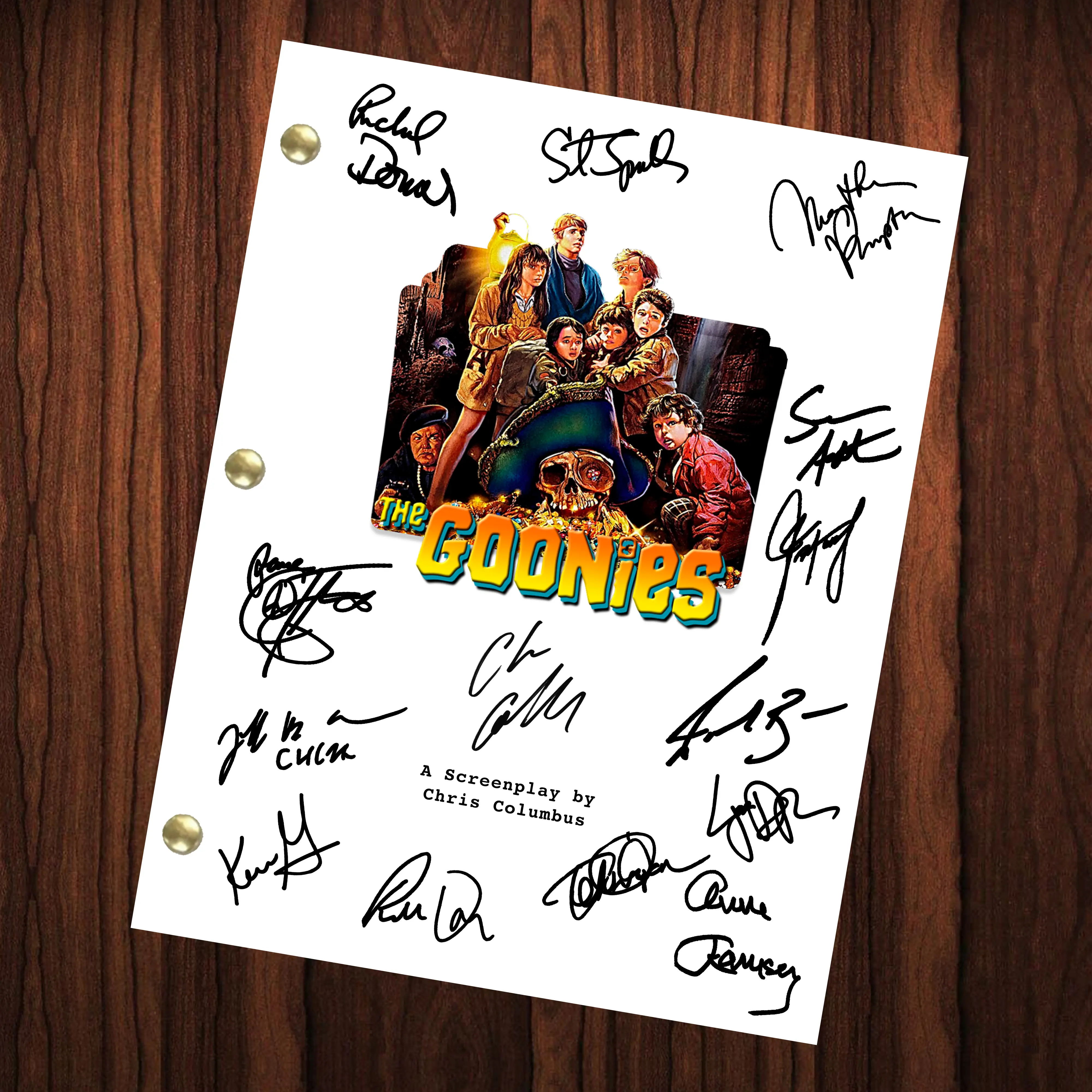 The Goonies Signed Autographed Script Full Script Reprint Steven Spielberg Richard Donner Sean Astin Josh brolin Corey Feldman