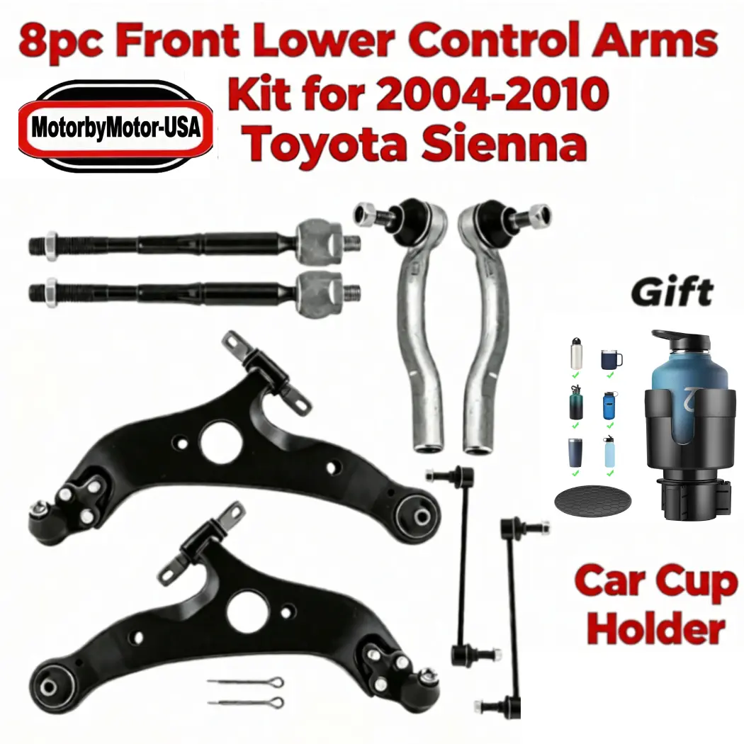 【Buy 1 Gift 1】8PCS Front Lower Control Arms w/Ball Joints Suspension Kit for Toyota Sienna 2004-2010, Sway Bars Links Tie Rods End Kits K80249 ES80626 ES80627 EV80893