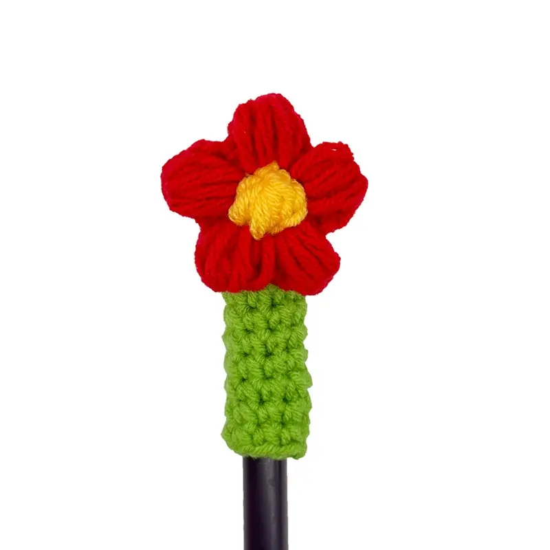 Red puff flower pen case