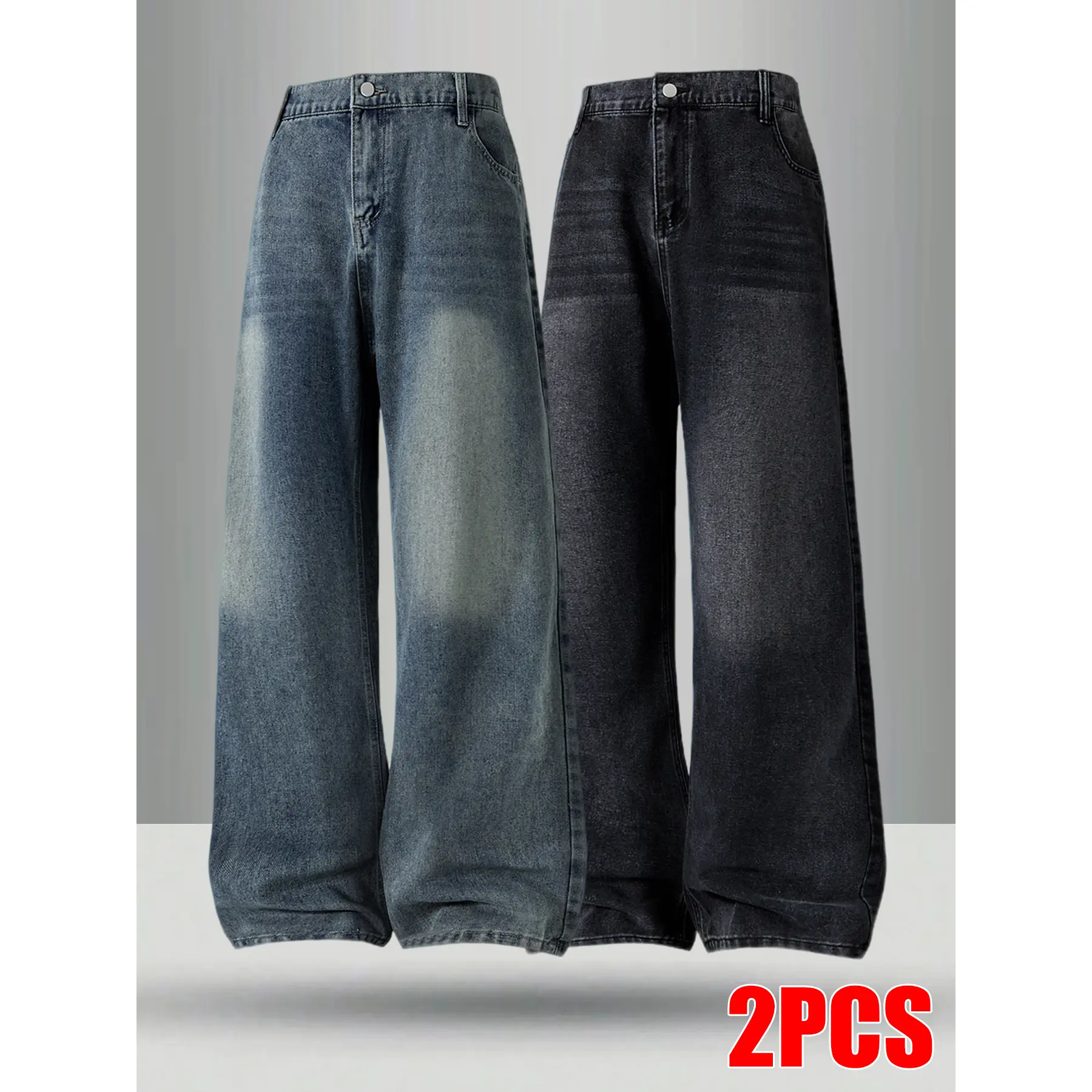 2-PCS - Vintage Blue + Black & Gray