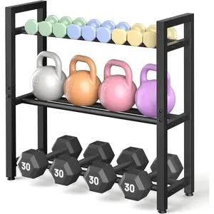 Dumbbell Rack Stand Only, Weight Rack for  Gym, Heavy-Duty Kettlebell Rack, 3 Tier Adjustable Weight Storage Racks, Space-Saving  Gym Organizer
