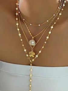 Gold Plated Multilayer Cross Necklace Set for Women, Colorful Crystal Beaded Layered Choker, Boho Y2K Lariat Tassel Cross Pendant, Religious Fashion Jewelry for Party Daily Wear, Classic Cross Pendant