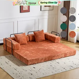 QAK 74‘’ Cloud Floor Sofa Bed High-Quality Convertible Comfy Corduroy Fabric, Premium Sponge Padding, Multi-Functional Floor Sofa & Mattress for Living Room