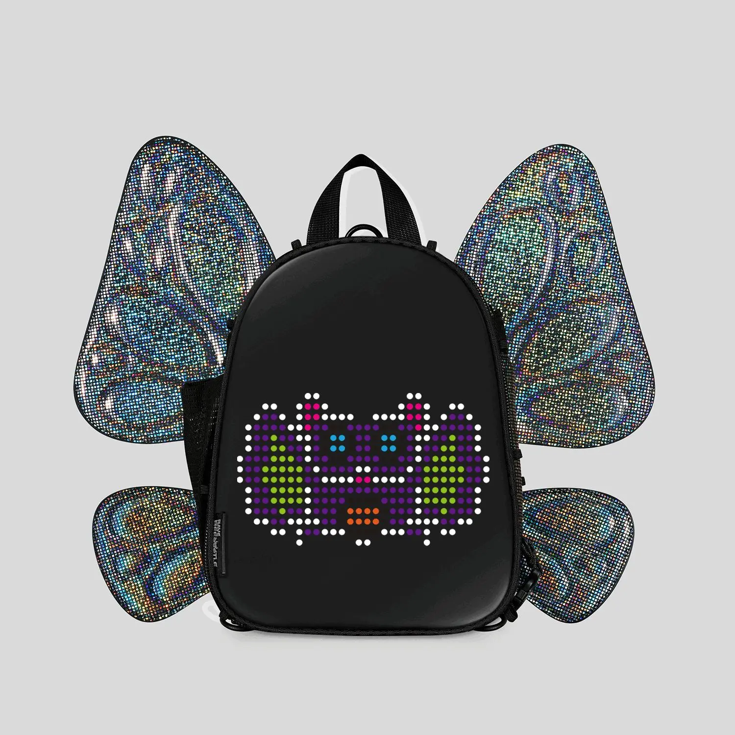 RaveBeetle FLOWt LED Festival Hydration Pack – Swappable Wing Rave Backpack with 8oz Soft Water Bottle & Light Accessory (Disco)