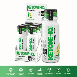 Ketone-IQ Caffeine Energy Shot for Focus & Energy - No Sugar, Natural Caffeine, 100% Vegan - Green Apple Flavor - 6 Shots