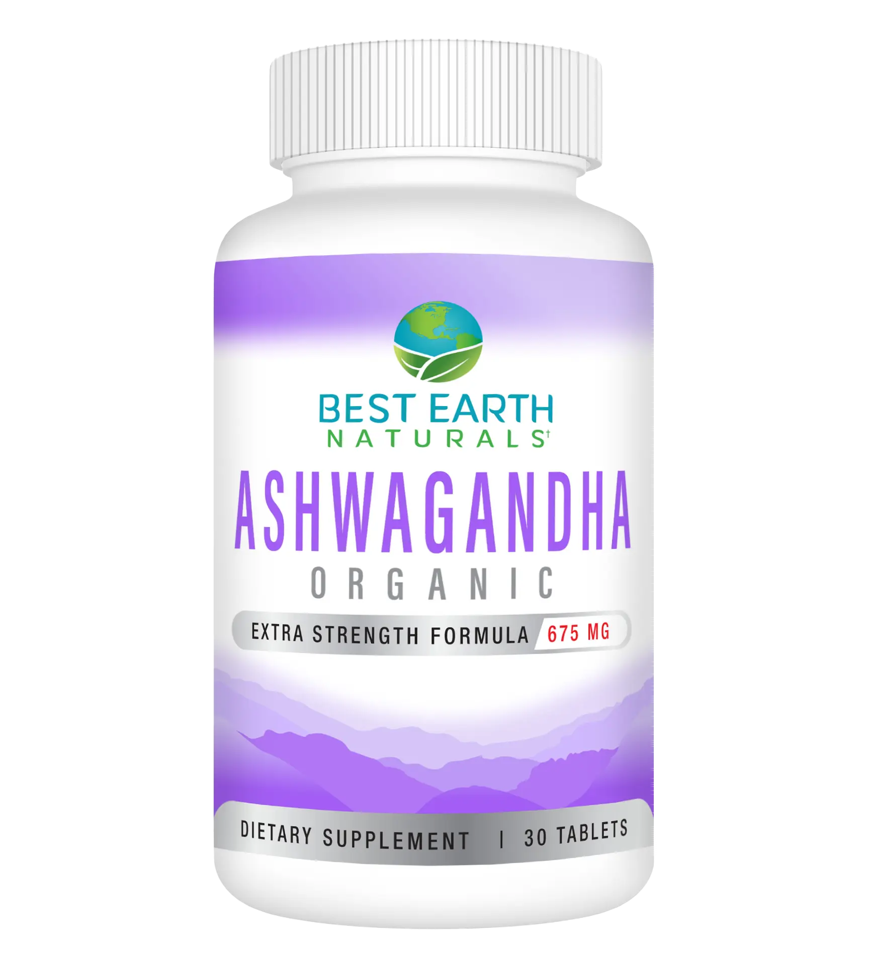Ashwagandha Organic Extra Strength Formula 675 mg - Pure Root Extract with Black Pepper for Stress Management & Energy Boost