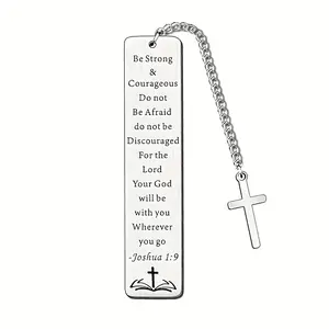 ized Joshua 1:9 Bible Verse Bookmark & Keychain with Cross Charm - Engravable Religious Gift for Women & Men, Scripture Book Tag for Christmas, Baptism, Wedding, Valentines (Joshua Chapter/Verse)