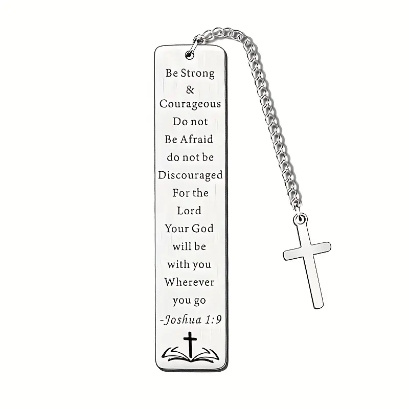 ized Joshua 1:9 Bible Verse Bookmark & Keychain with Cross Charm - Engravable Religious Gift for Women & Men, Scripture Book Tag for Christmas, Baptism, Wedding, Valentines (Joshua Chapter/Verse) bracelet detailed purse gains