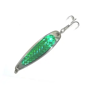 3 oz Crocodile Spoon Chrome w Green Tape 10 Pieces