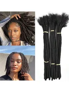 Real Human Hair Braids, 0.6cm Wide, 10 Strands, Natural, Handmade, Permanent Extensions, Dyeable, Bleachable, Unisex