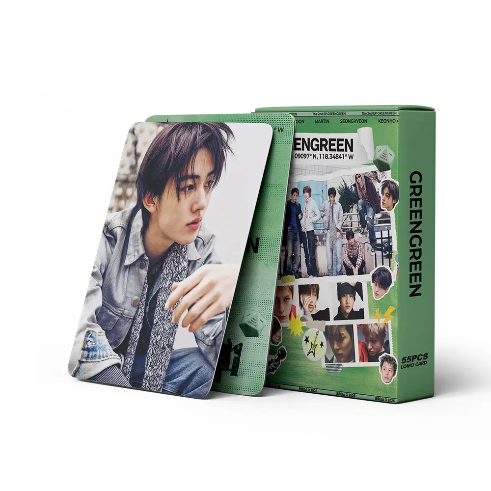 K-Pop Boy Group Photocard Set, Concept Photocards, 2nd Ep Greengreen Album Card, 55 Pieces, DIY Decoration Collectible Support Cards, Korean Wave Merchandise