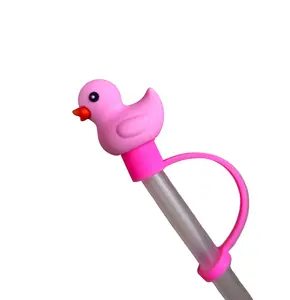 Sippyduc Pink 3D 8mm Straw Topper  Charm [silicone]