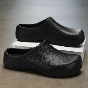 Men’s slip-on waterproof, oil-resistant, non-slip shoes with a closed toe—wearable like slippers; durable kitchen footwear for men and women
