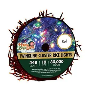 Nu Tsai Capital DBA  10 ft. Cluster Rice Christmas Light Reel - Red, 448 Lights