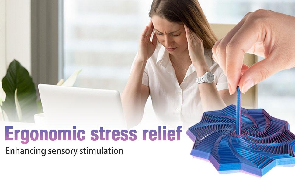 3D  Fidget Toy 3D Printed Expanded Sensory Fidget Star with Handle 3d printed fidget toysNew Stress Relief Whirling Spiral Hypnotizing Visual Toy for Calming and Satisfying Sight Sound