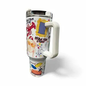 Retro Coffeehouse Friends-Inspired Tumbler 20oz 30oz 40oz Funny Sitcom Cup Gift for TV Lovers Double-Wall Insulation with Lid & Straw