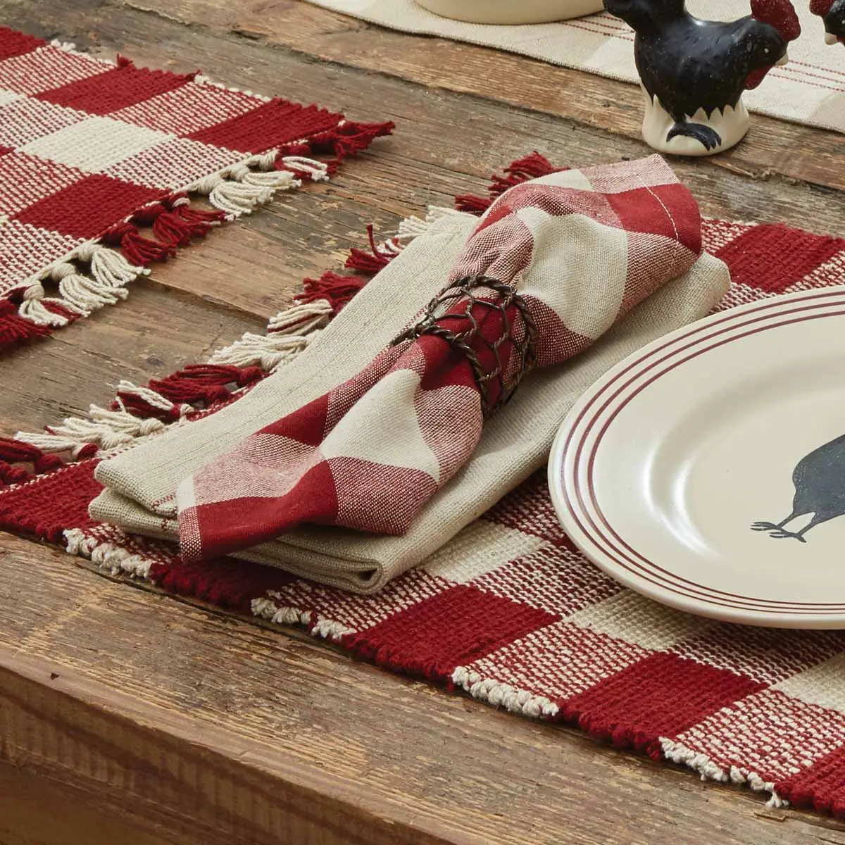 Square Buffalo Garnet Plaid Checkered Napkins, Kitchenware Tableware for Dining Tables