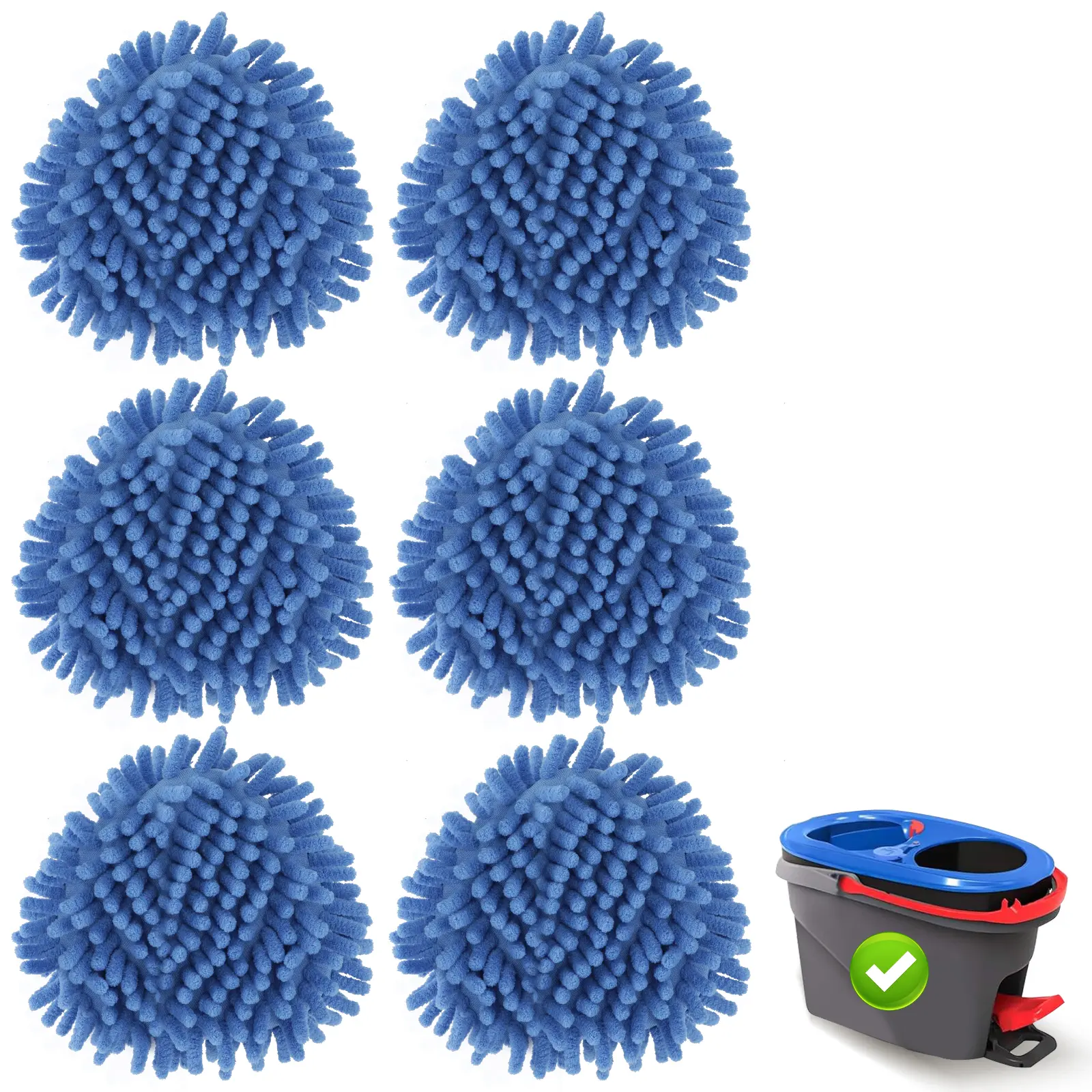 Household Chenille Duster Replacement Heads, Compatible with O-Cedar Rinse Clean 2-Tank System Mop, Long-Handle Duster for Dry Cleaning, Dirt Trap Pickup & Window Cleaning