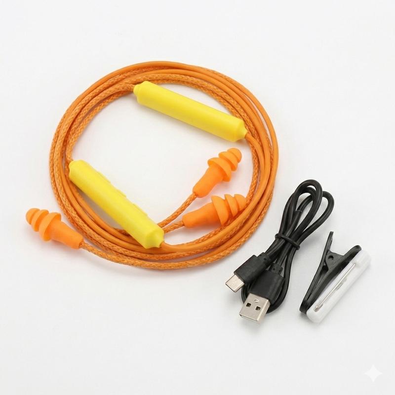 Ear Plugs Bluetooth Earphone for Work, Noise Suppression, Hearing Protection,Construction Sites, Noisy Places Orange