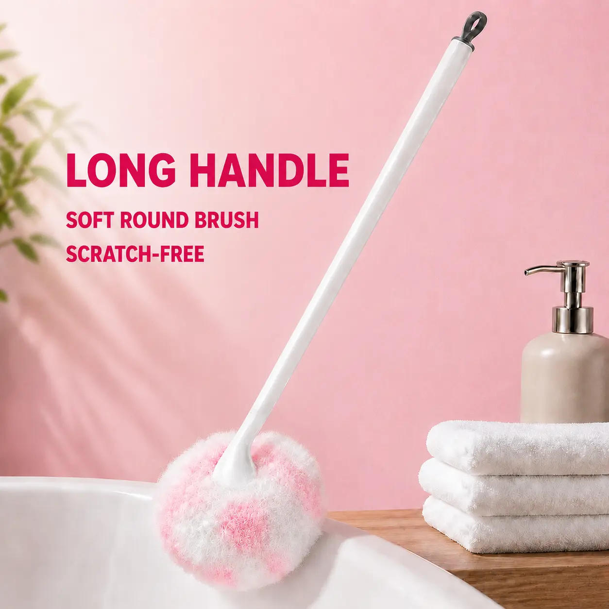 Long Handle Plastic Bathroom Cleaning Brush - Durable, Soft Scratch-Free Multifunctional Tool for Ceramic Surfaces, Tub, Commode, Shower