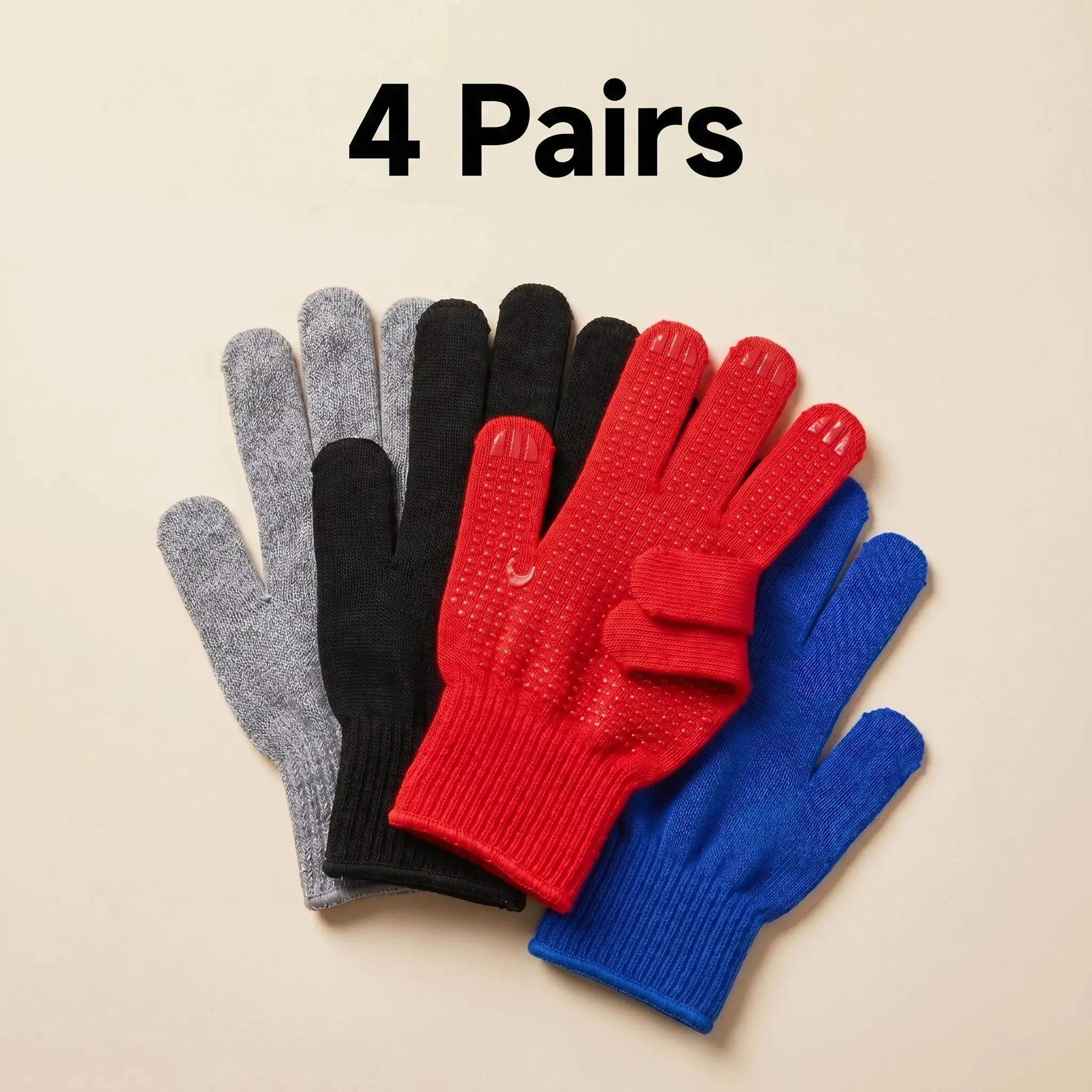 8" Length PVC Coated Work Gloves Gift Set (4 Pairs) - Secure Flexible Grip, Durable for Gardening, Mechanics - Ideal for Anyone Who Needs Reliable Work Gloves