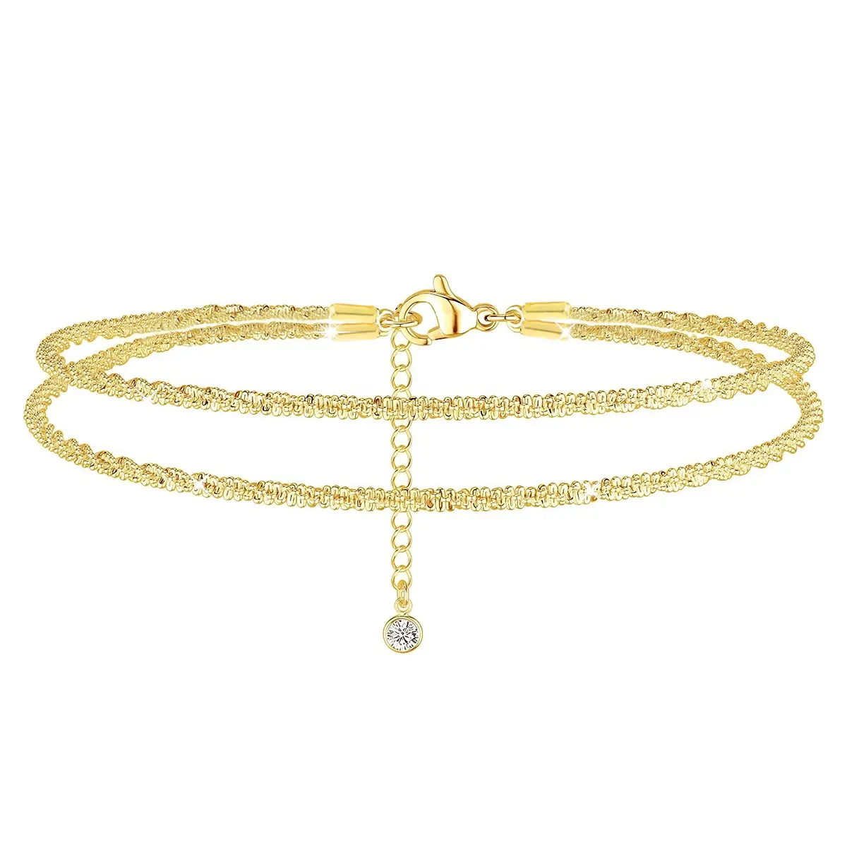 Sicbumi Dainty Layered Anklet For Women Waterproof Adjustable Anklet Set Stackable Figaro Beaded Cuban Link Anklets Daily Clothing Decor For Beach Summer Trendy All-match & Exquisite Jewelry For Gift