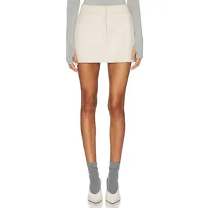 AEXAE Cashmere Wool Blend Mini Skirt in Oatmeal