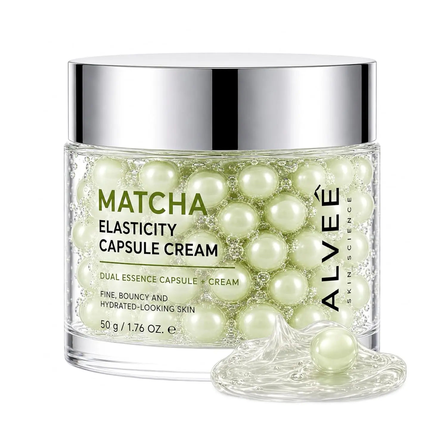Matcha Elasticity Capsule Cream - Dual Capsule + Cream Moisturizer with Matcha Extract, Sodium DNA & Peptide for Bouncy Hydrated Skin, K-Beauty Face Cream, 50g / 1.76 oz