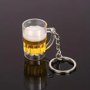 Simulation Beer Mug Glass Quilt Key Chain Tied Beer Mug Chain Popular Ornaments Pendant Keychain Pendant