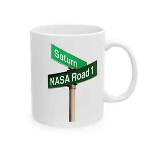NASA Space Center Ceramic Mug, Science Space Engineering Themed Coffee Cup Gift, NASA Rd 1 at Saturn Street. Astronomy Cup, Astrophysics