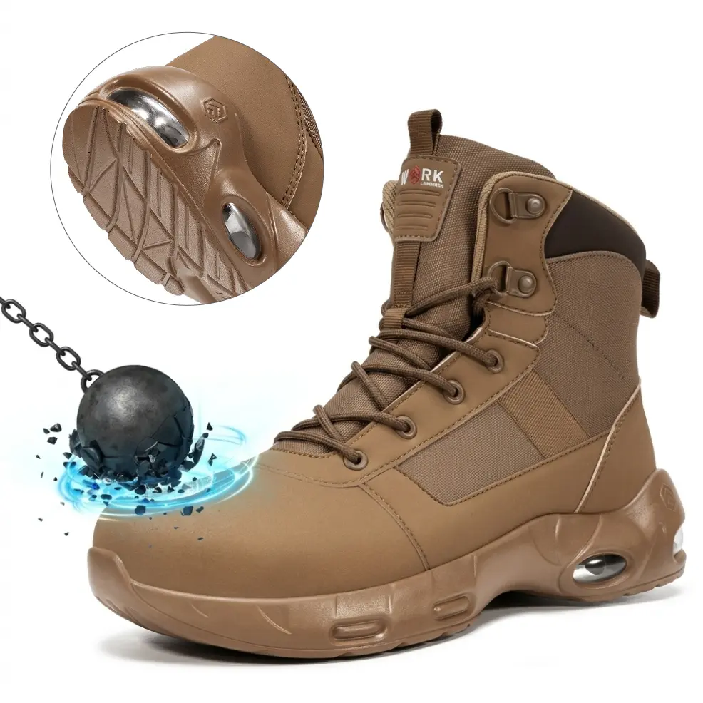 【Labor Day】Men's Waterproof Steel Toe Work Safety Boots, ASTM Lightweight Breathable Boots with Side Zipper, Slip-Resistant TPU Outsole, All-Season Footwear for Warehouse, Construction, Carpenter & Outdoor Work