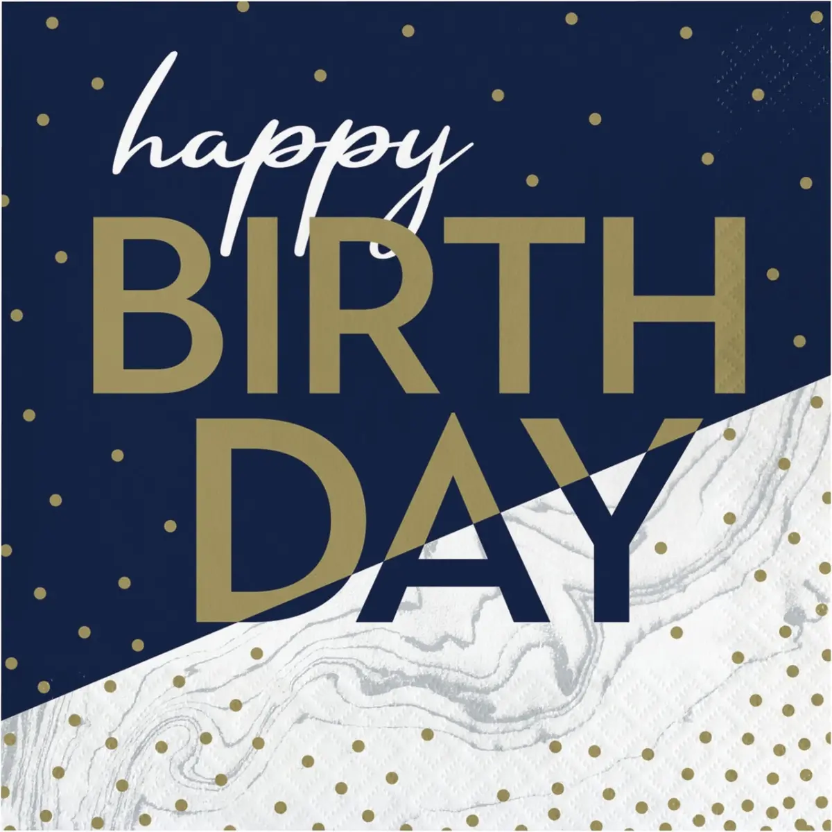 Creative Converting 357603 6.5 in. Navy & Gold Milestone Luncheon Paper Napkin