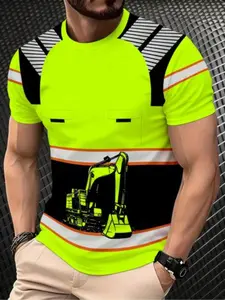 Men's 3D Digital Print T-Shirt, Summer Fashion Short Sleeve Top, Street Style Casual Tee, Suitable for All Seasons