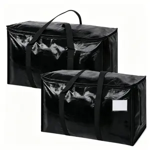 2-Pack Heavy Duty Moving Bags with Carrying Handles Extra Large Storage Bins for Clothes Blankets Bedding College Dorm Room Must Haves Waterproof Moving Totes for Apartment Moving Supplies Underbed Storage Organizer Box with Tag Pocket Black/Blue 2026