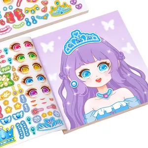 Princess Dress-Up Sticker Book, Educational Beauty Makeup Book, Fun Princess Dress-Up Sticker Book for Girls, Interactive Learning Toy, Sticker Album, Decal Stickers Book, Crafts