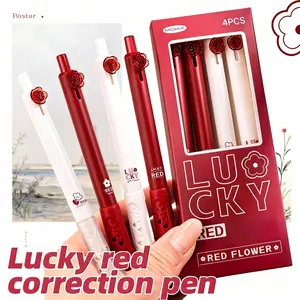 4pcs Transparent Flower Decorative Gel Pens, Pen Set, Stationery Office Supplies, 0.5mm Fine Point Ink, Smooth Writing, Quick-Drying Ink, Ideal for Office & School Use, Stationery Writing Tools